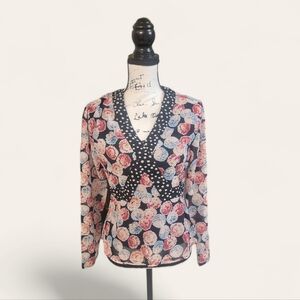 The Pyramid Collection Floral Boho Gypsy Womens Blouse Size XSmall